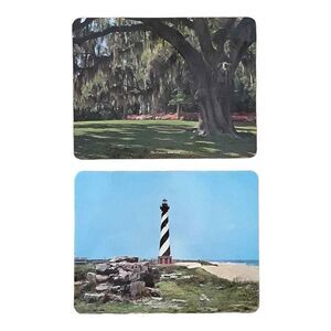 Set‎ of 2 Vintage Cork Backed NC Coast Tourist Spots Hot Pads